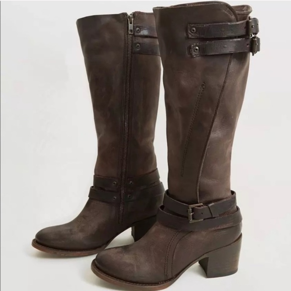 FREEBIRD by Steven Clive Tall Leather Brown Brown, Distressed Buckle, Size 8 - Picture 13 of 15